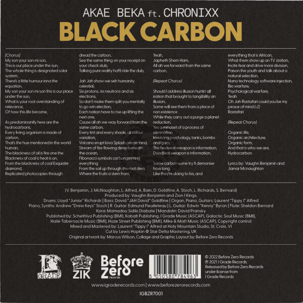 Akae Beka ft Chronixx Black Carbon 7 vinyl back